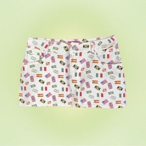 Edikted Traveler World Flags Micro Mini Skirt - Size Small - Low Rise